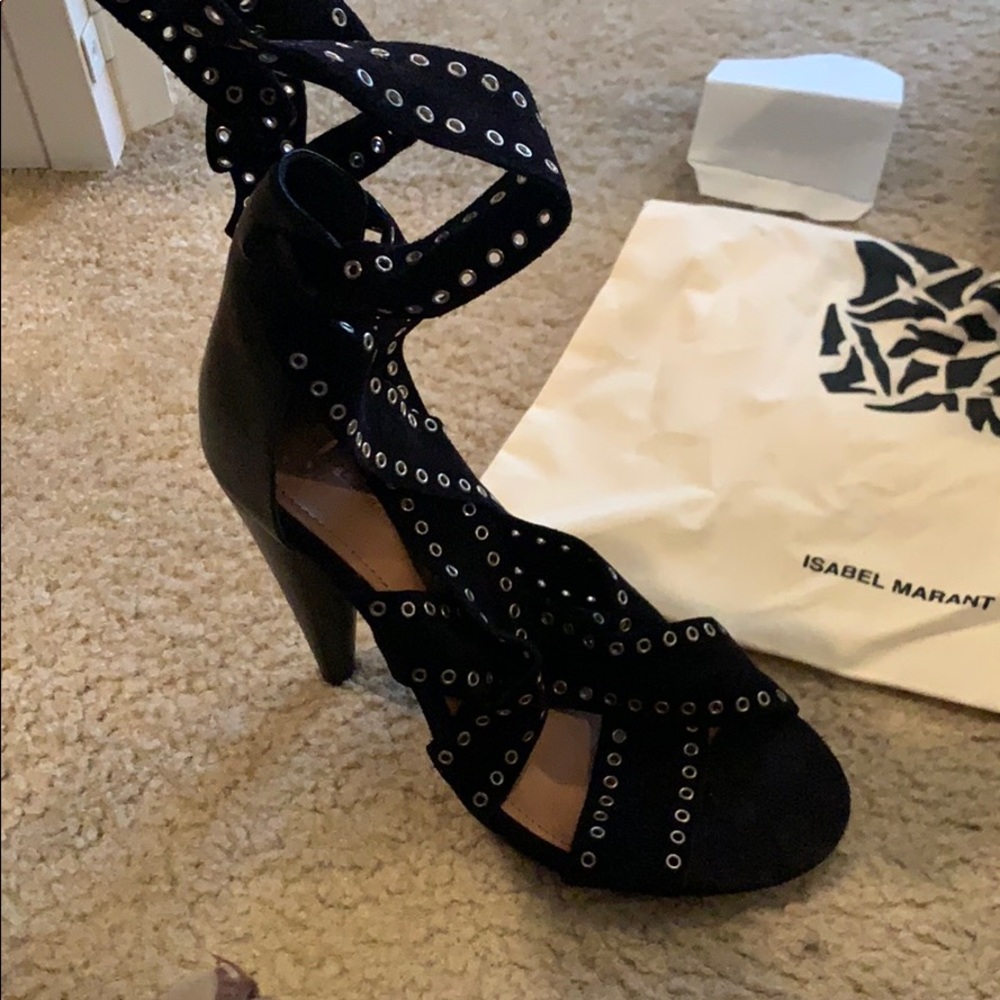 Isabel Marant Black Wrap Up Heels - Picture 8 of 9